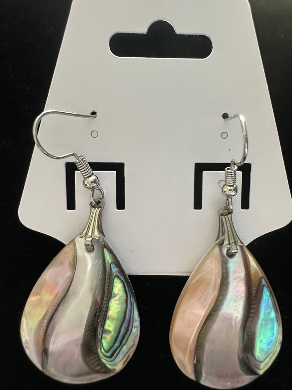 Abalone & Mother of pearl NWOT dangle earrings. Genuine pear shaped gemstone